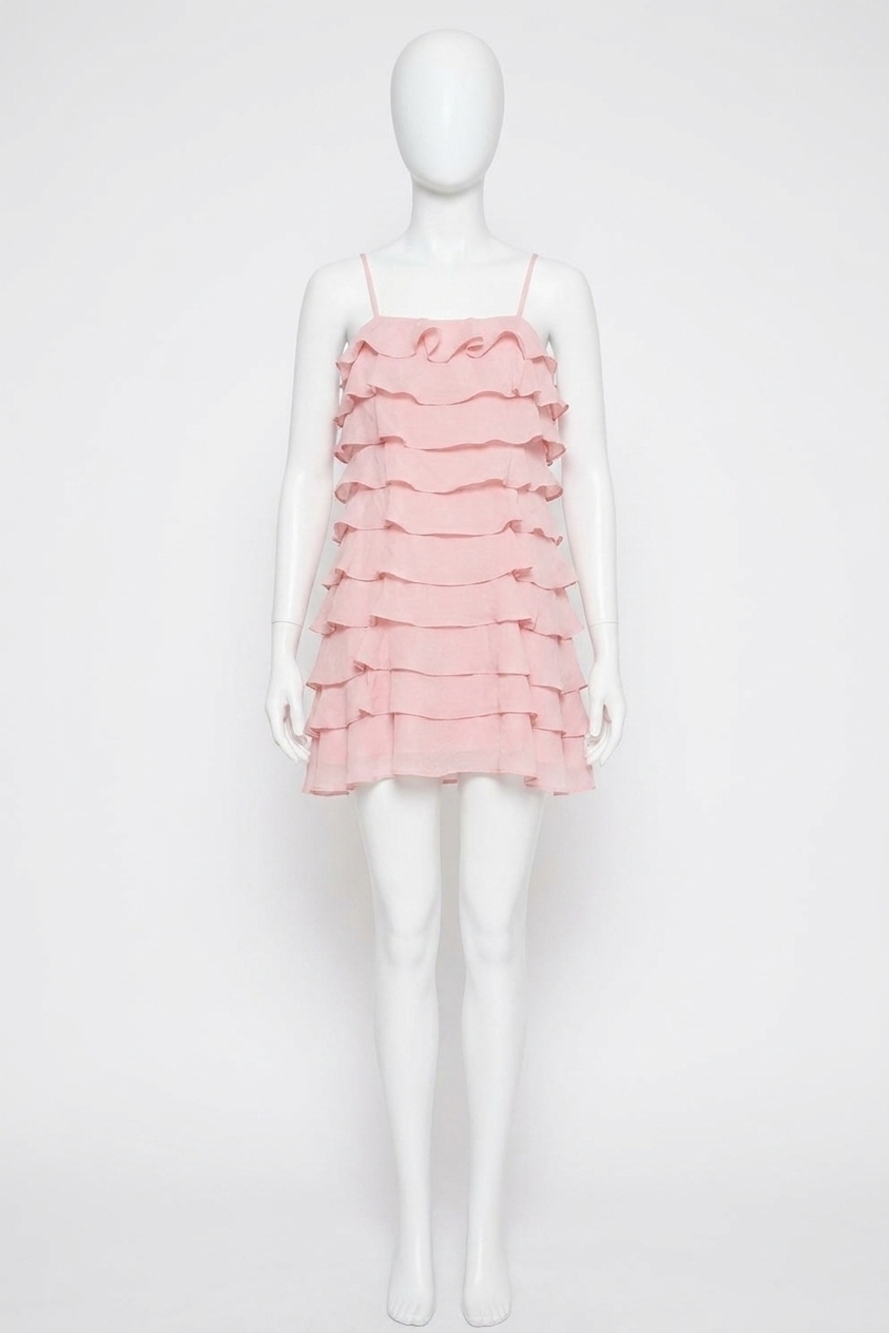 NEW STRUT & BOLT posie ruffled mini dress in pink